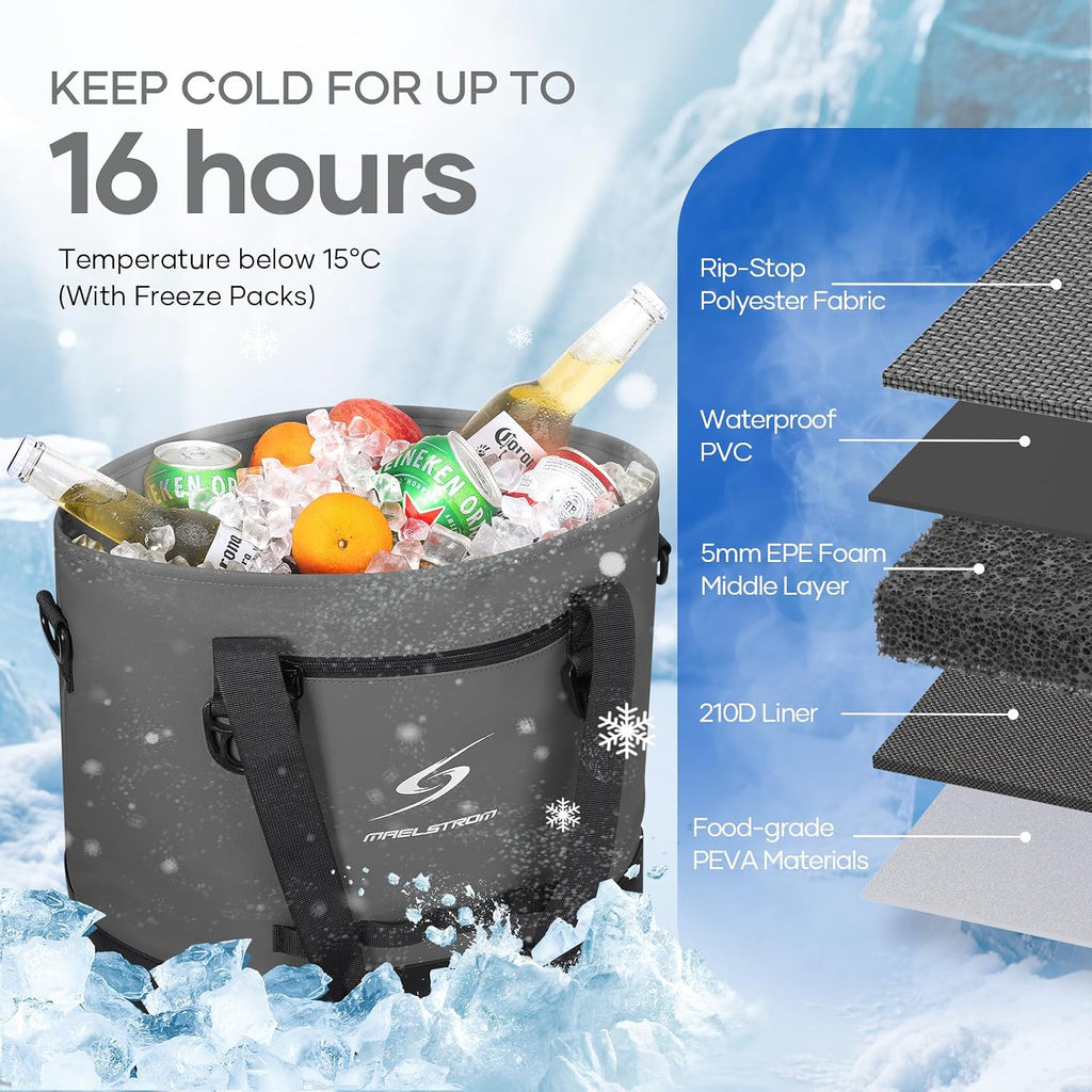 Maelstrom 30 Can Insulated Cooler Bag, Leakproof Soft Ice Chest