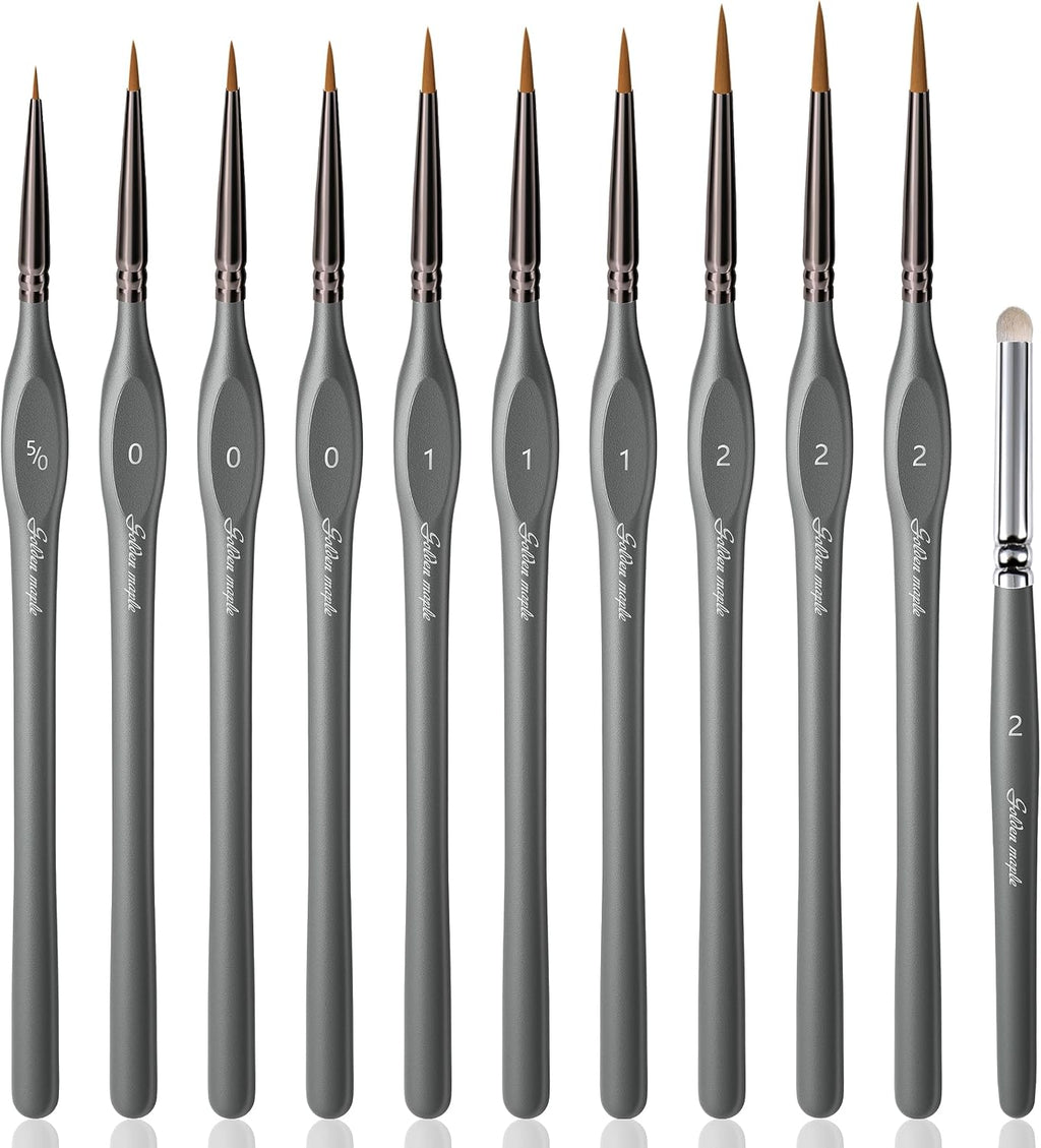 Golden Maple Miniature Paint Brushes Drybrush-10pcs Model Detail Paint Brush Set, Small Fine tip Brushes for Acrylic, Watercolor & Paint by Number, Figurine