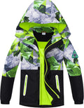 MGEOY Kids Rain Jacket, Waterproof Lightweight Hooded Windbreaker for Boys Girls 4-16Y