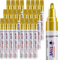 TFIVE Gold Paint Pens Permanent Markers, 24 Pcs Oil Based Paint Markers