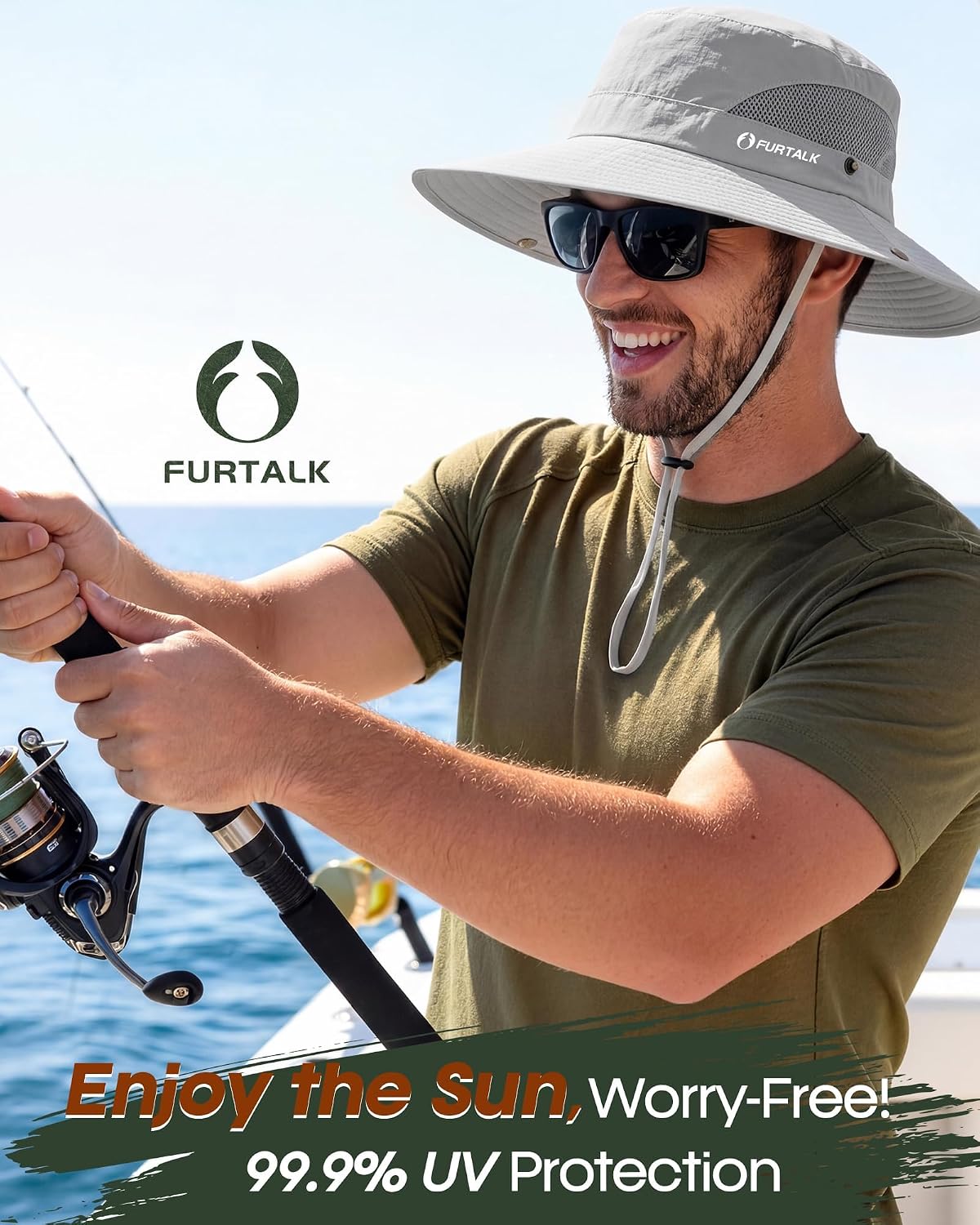 FURTALK Mens Bucket Sun Hat UPF Protection Wide Brim Breathable Fishing Hat