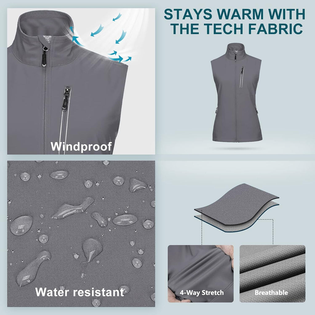 33,000ft Women's Lightweight Running Vest with 6 Pockets for Travel Golf