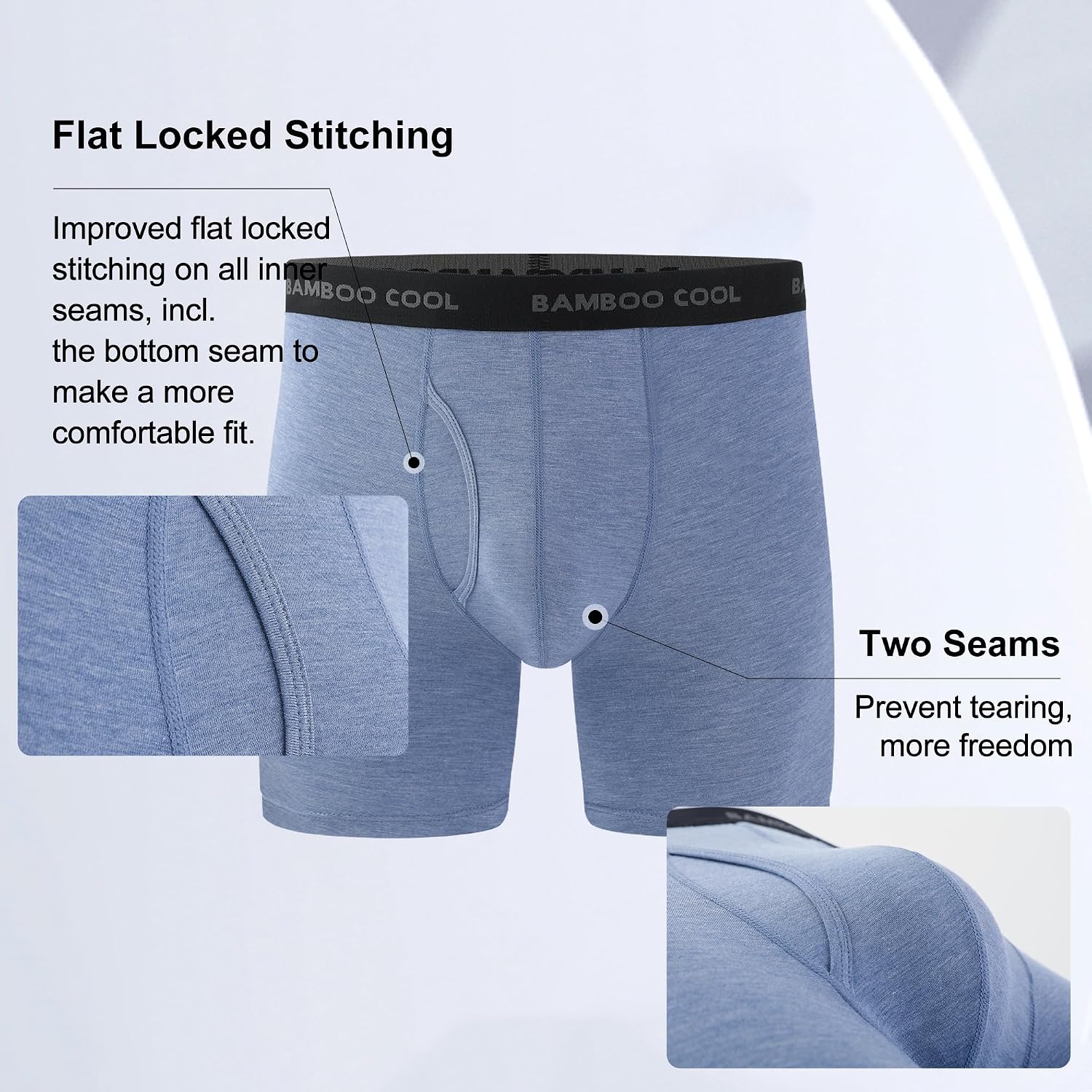 BAMBOO COOL Men's Boxer Briefs Ultra Breathable Underwear Multipack