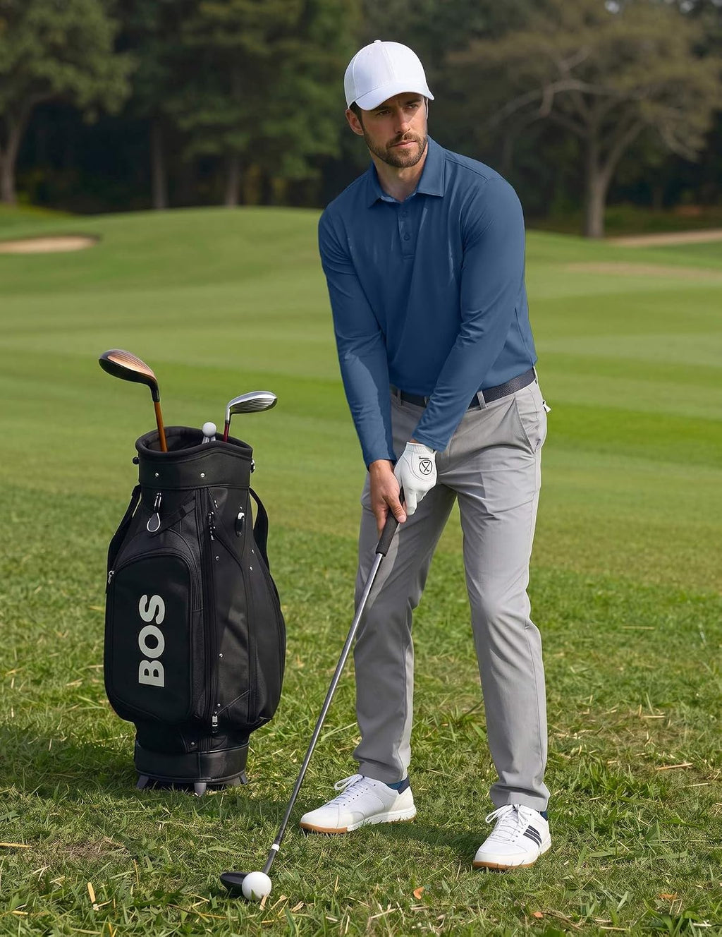 COOFANDY Mens Polo Shirts Long Sleeve UPF 50+ Moisture Wicking Golf Shirt