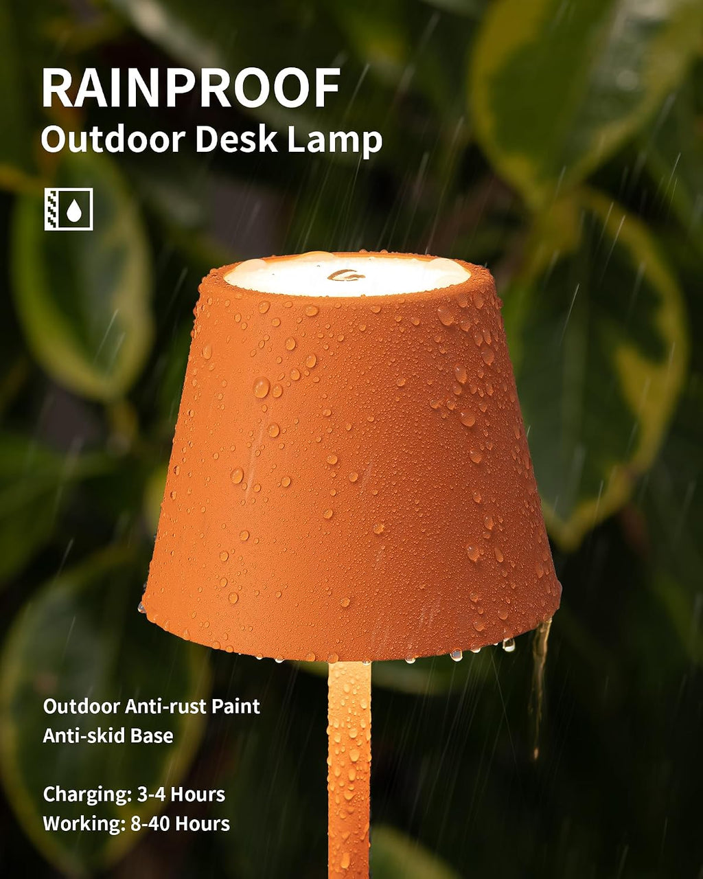 KDG 2 Pack Cordless Orange Table Lamps, Rechargeable Portable LED Desk Lamp