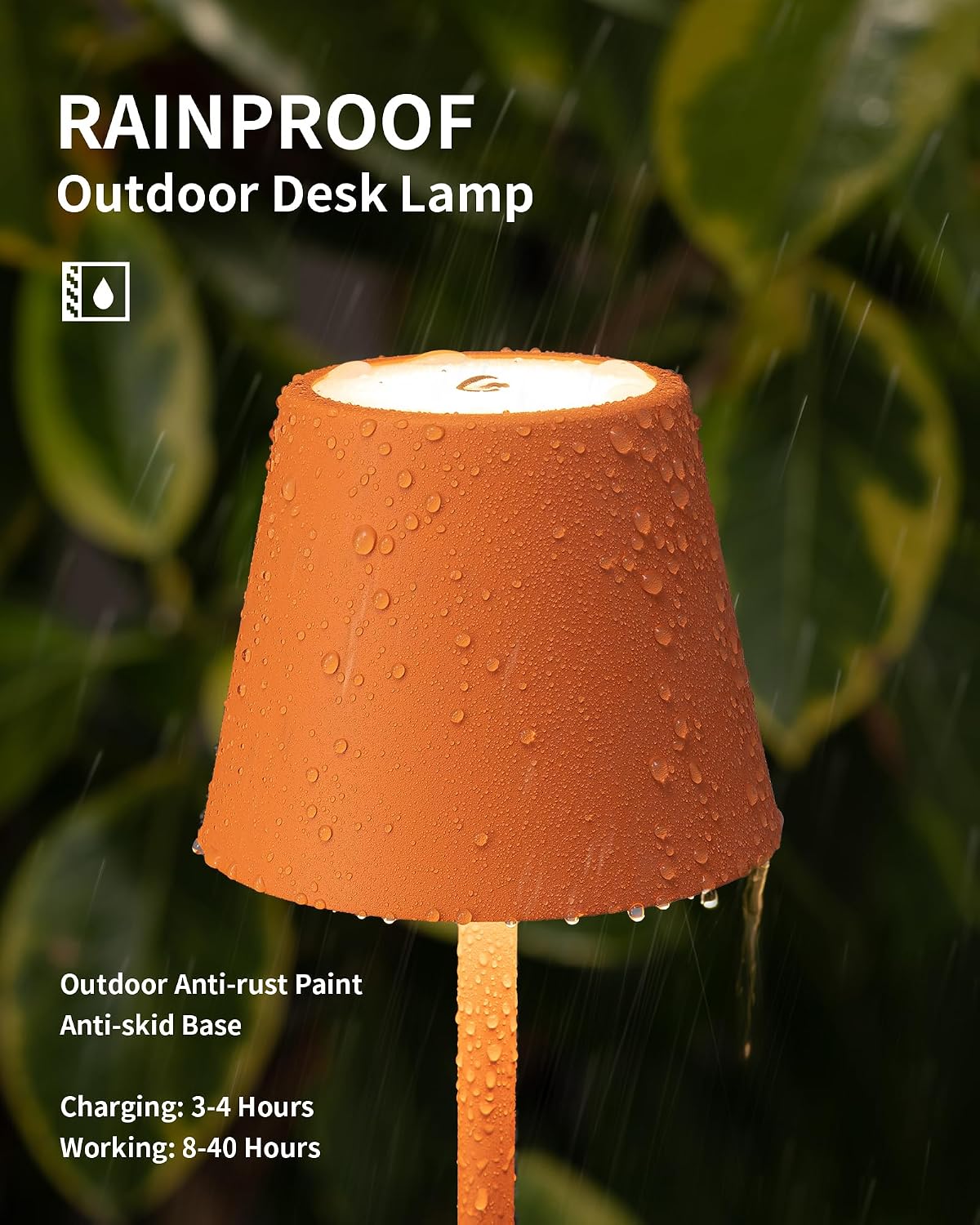 KDG 2 Pack Cordless Orange Table Lamps, Rechargeable Portable LED Desk Lamp