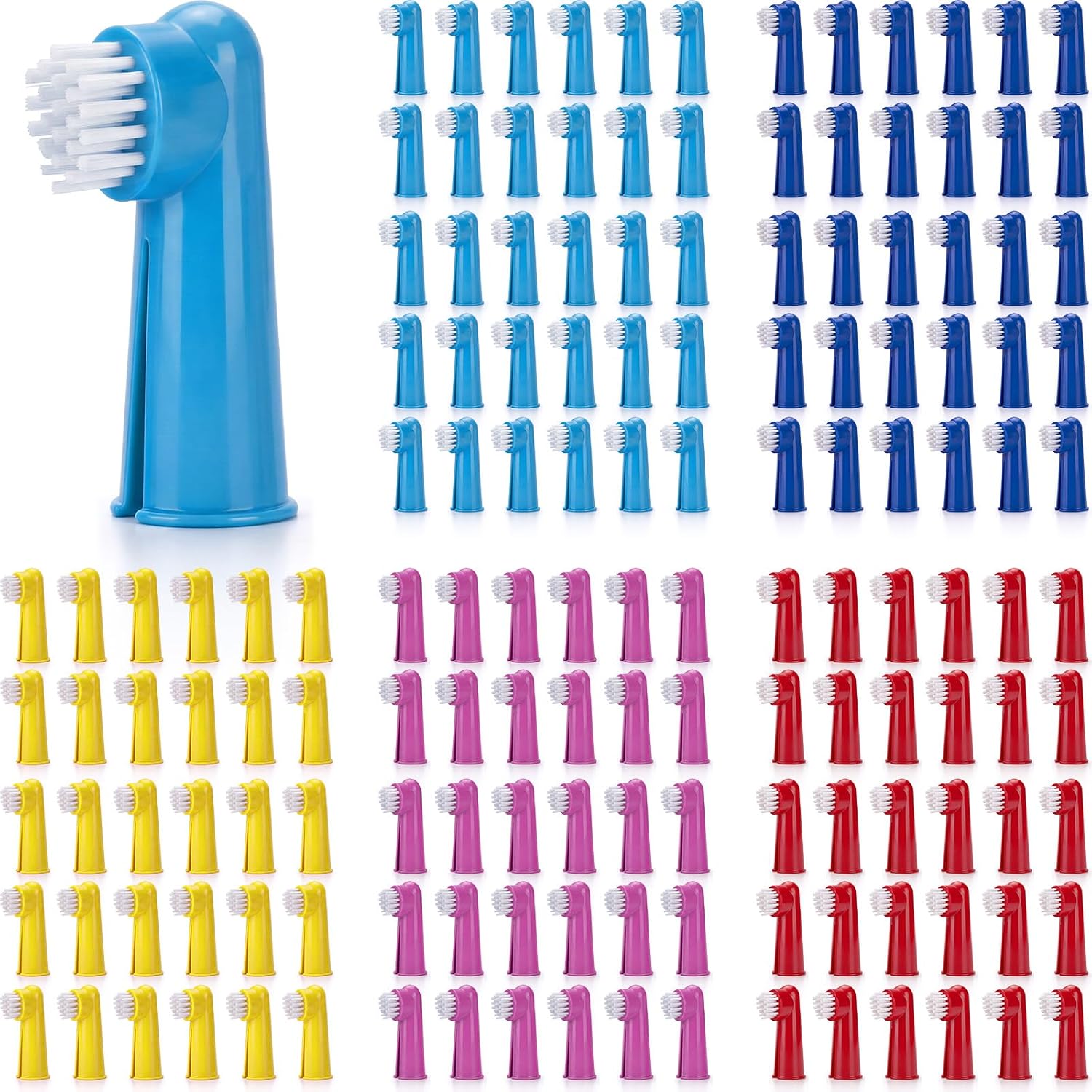 Nuenen 150 Count Dual-Head Dog Toothbrushes, Long Handle Pet Dental Brushes