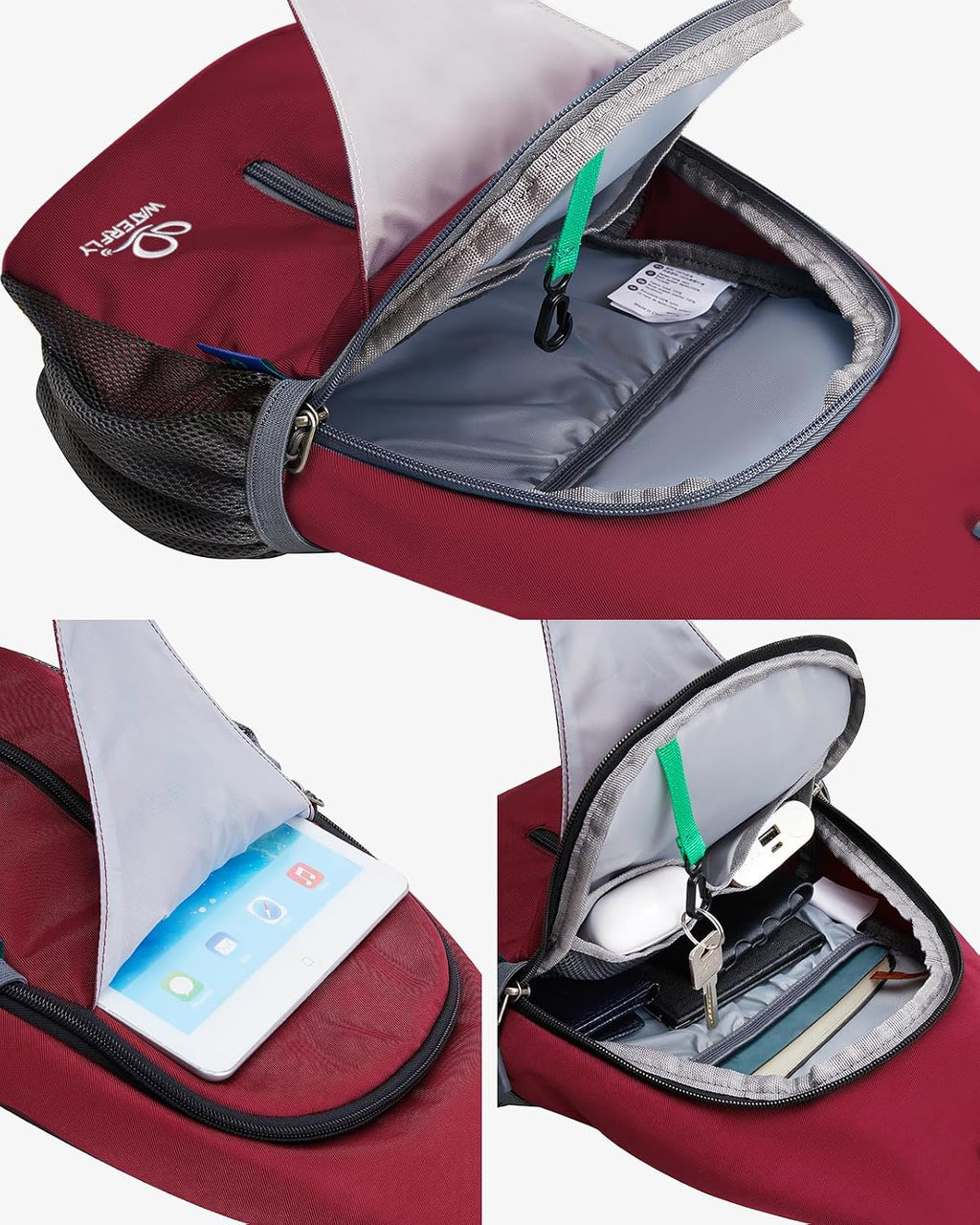 WATERFLY Crossbody Sling Backpack Sling Bag Travel Hiking Daypack