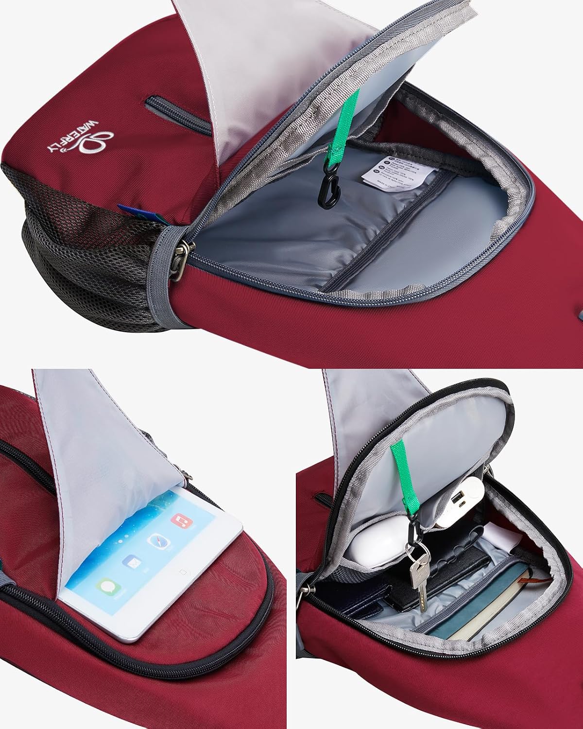WATERFLY Crossbody Sling Backpack Sling Bag Travel Hiking Daypack