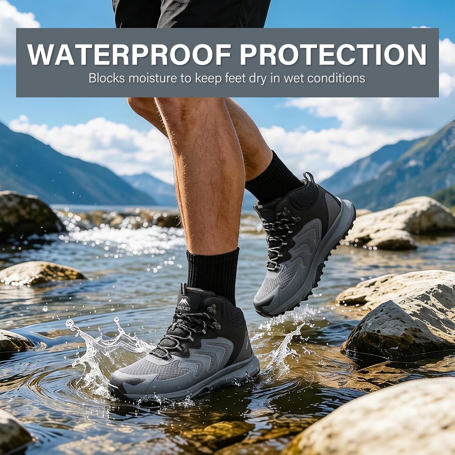 Men's Waterproof Hiking Boots Lightweight Comfortable Outdoor Walking Trail Boots Shoes