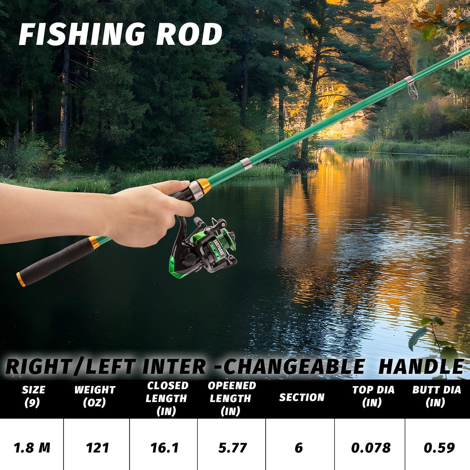 I00000 Fishing Rod and Reel Combos with Fiberglass Telescopic Fishing Pole - Spinning Reel Fishing Carrier Bag, Freshwater and Saltwater Fishing Rod Kit,Travel Fishing Kit for Bass Trout
