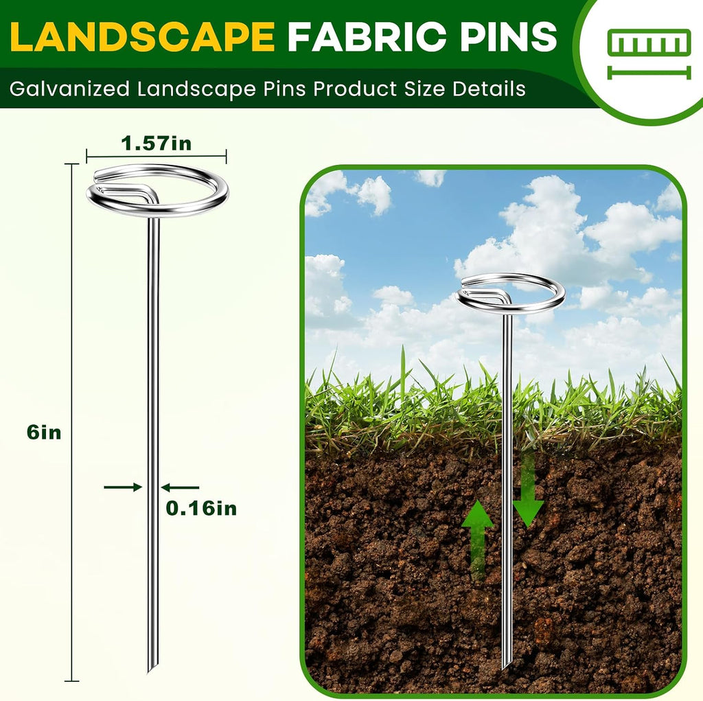 ALOTIKI Landscape Staples, 100Pcs 6 Inch Galvanized Landscape Fabric Stakes