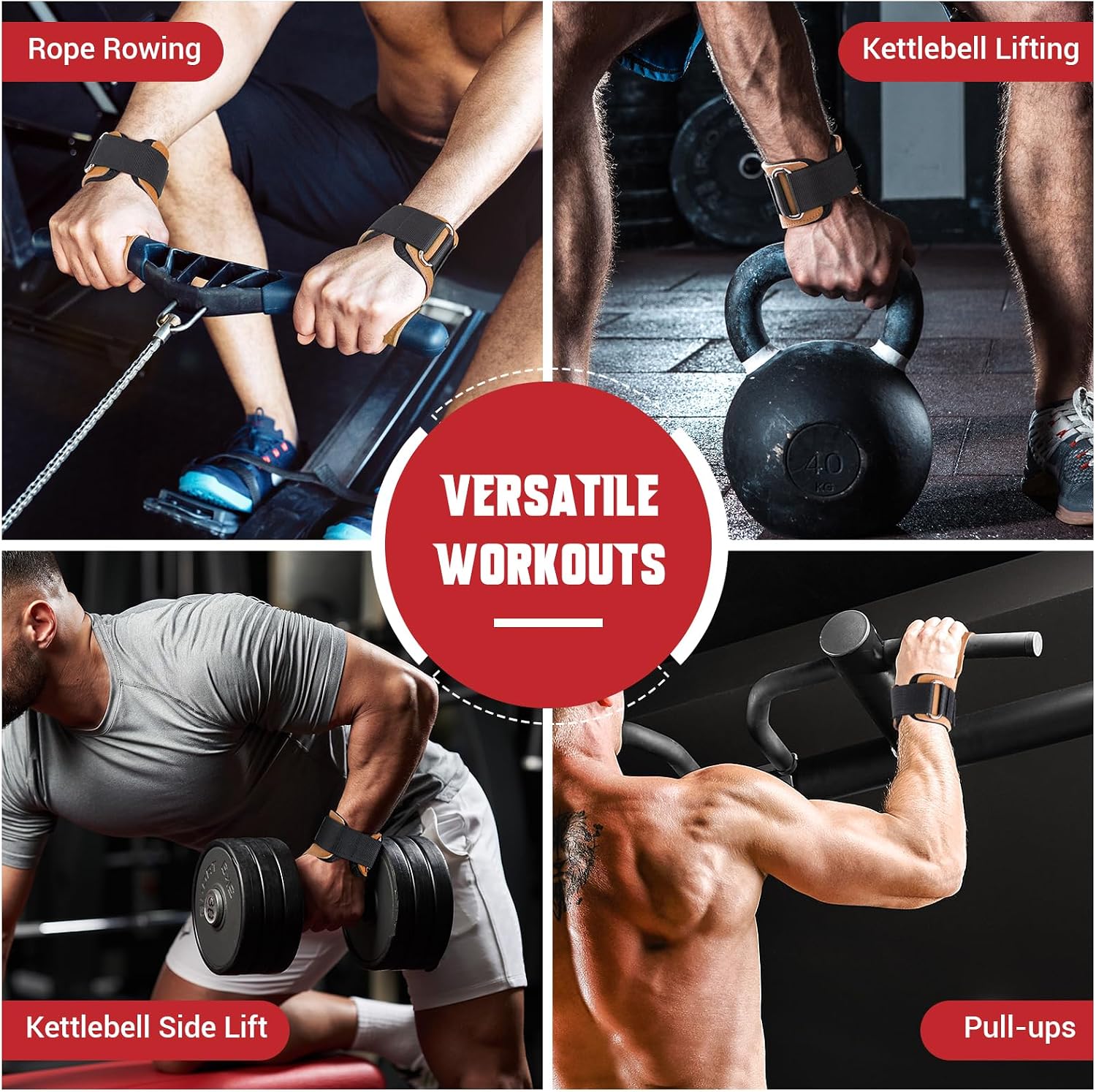 Weight Lifting Wrist Strap, Double-Layer Leather for Deadlift Powerlifting