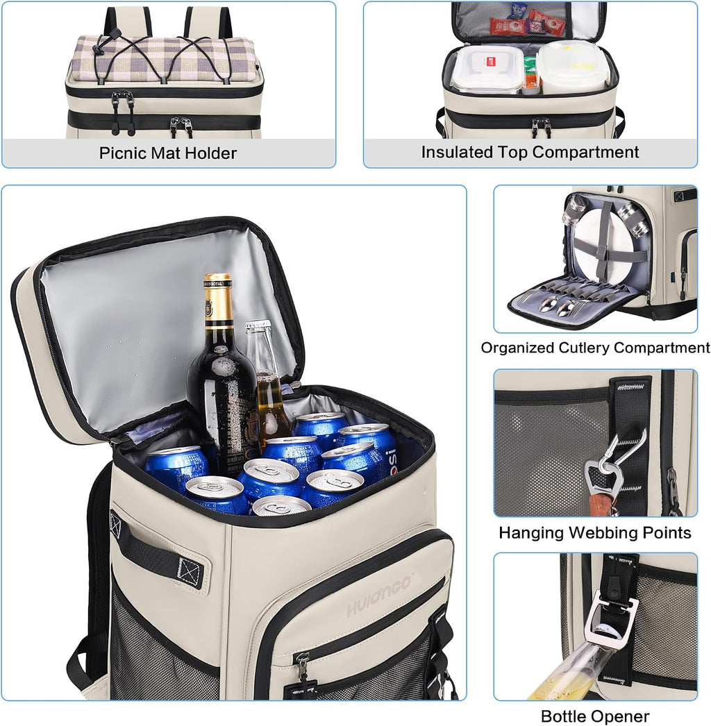 Hulongo Large Waterproof Insulated Cooler Backpack, 30L, 48Cans