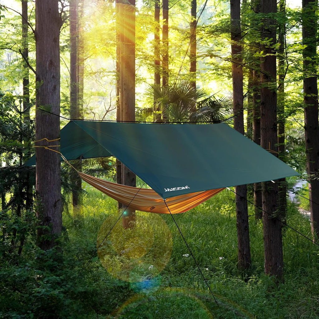 JAICOM Waterproof Camping Tarp - 10X10ft Hammock Rain Fly, Ultralight & Portable & UV Protection Backpacking Tarp, Multifunctional for Outdoor Adventure, Hiking, Tent, Hammock