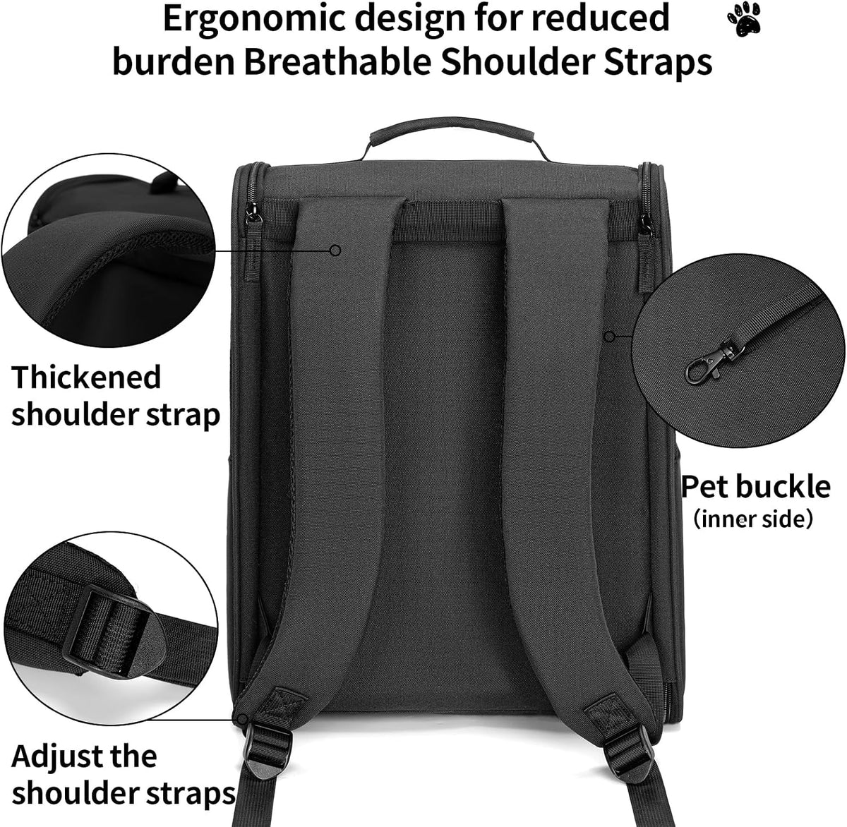 wakytu Cat Carrier Backpack,Pet Backpack Carrier for Small Cats Dogs,Black