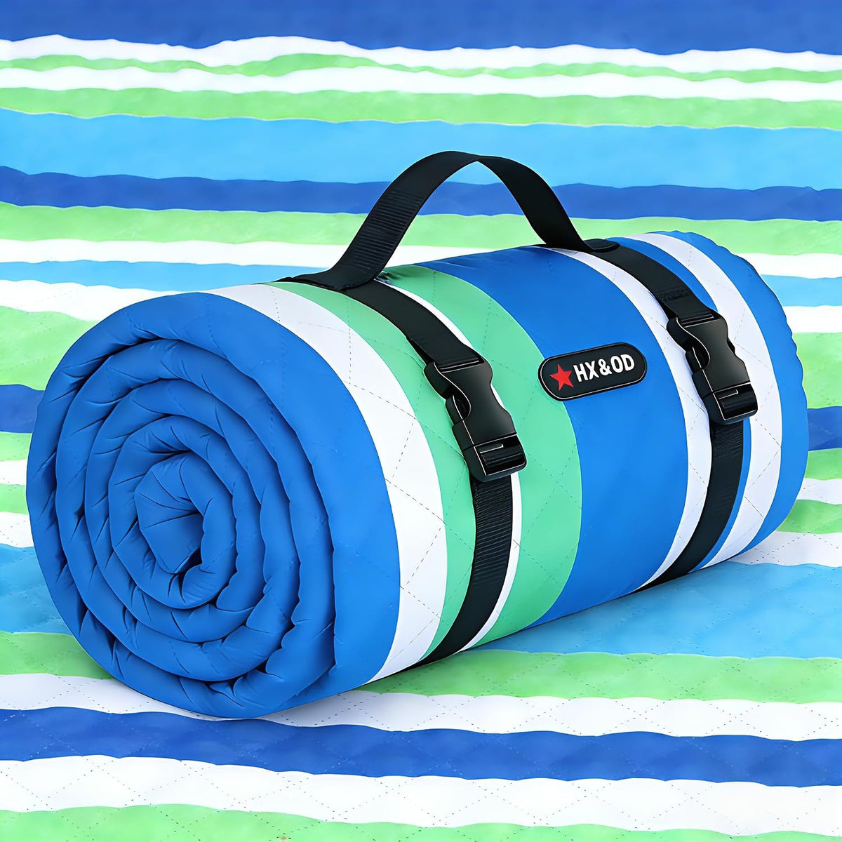 HX&OD Large Picnic Blanket Outdoor 80”x60” Waterproof Picnic Mat Foldable 3-Layer Camping Blanket Portable with Carry Strap Park Blanket for Grass(Red)