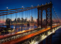 7x5ft Fabric New York Brooklyn Bridge Backdrop Night New York City Bridge River Building Lights Photography Background for NYC Travel Theme Party Decor Photo Studio Props