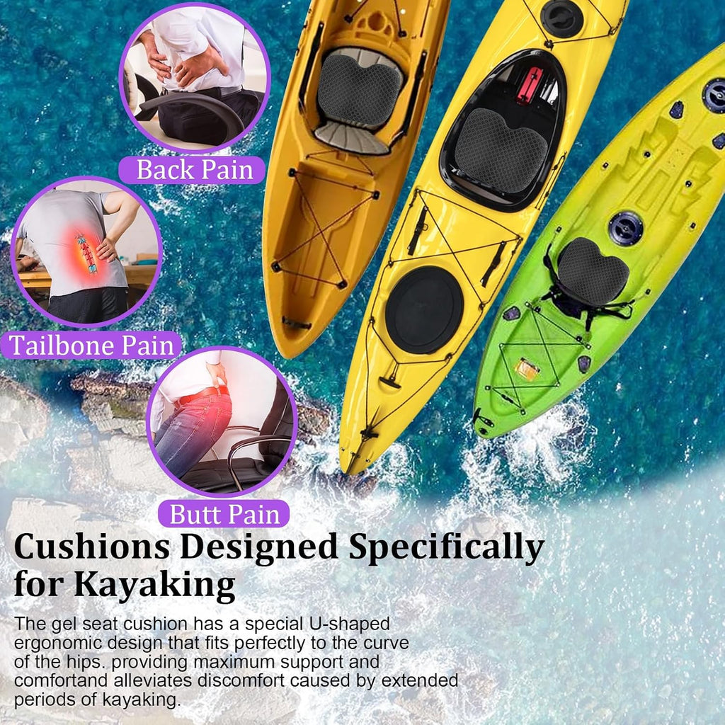NEW-Vi Anti-Slip Kayak Seat Cushion - Waterproof Thicken Gel Boat Kayak Canoe Rowing Stadium Pad for Sit in Kayak Chair Kayak Accessories Equipment Gear for Fishing Kayak