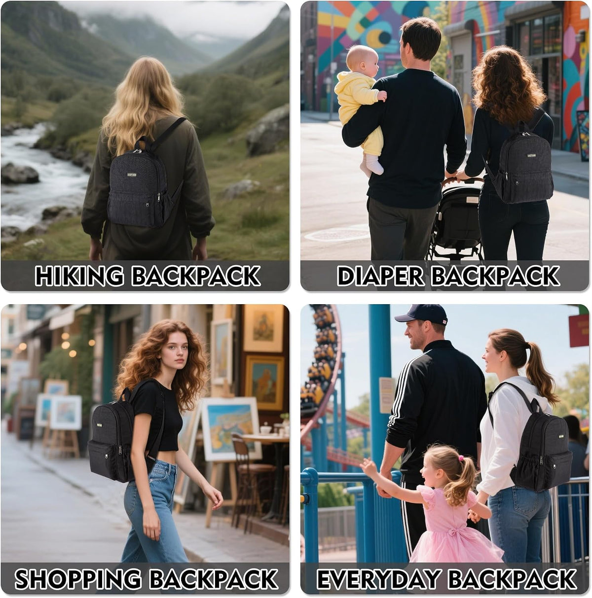 AOTIAN Lightweight Nylon Daypack, Small Hiking Backpack for Women