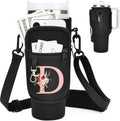 Initial Water Bottle Holder with Strap for Stanley Cup Accessories 40 oz/Simple Modern Tumbler, Birthdays for Women Girls, Water Bottle Carrier Bag with Phone Pocket,Hiking Walking Gym Camping