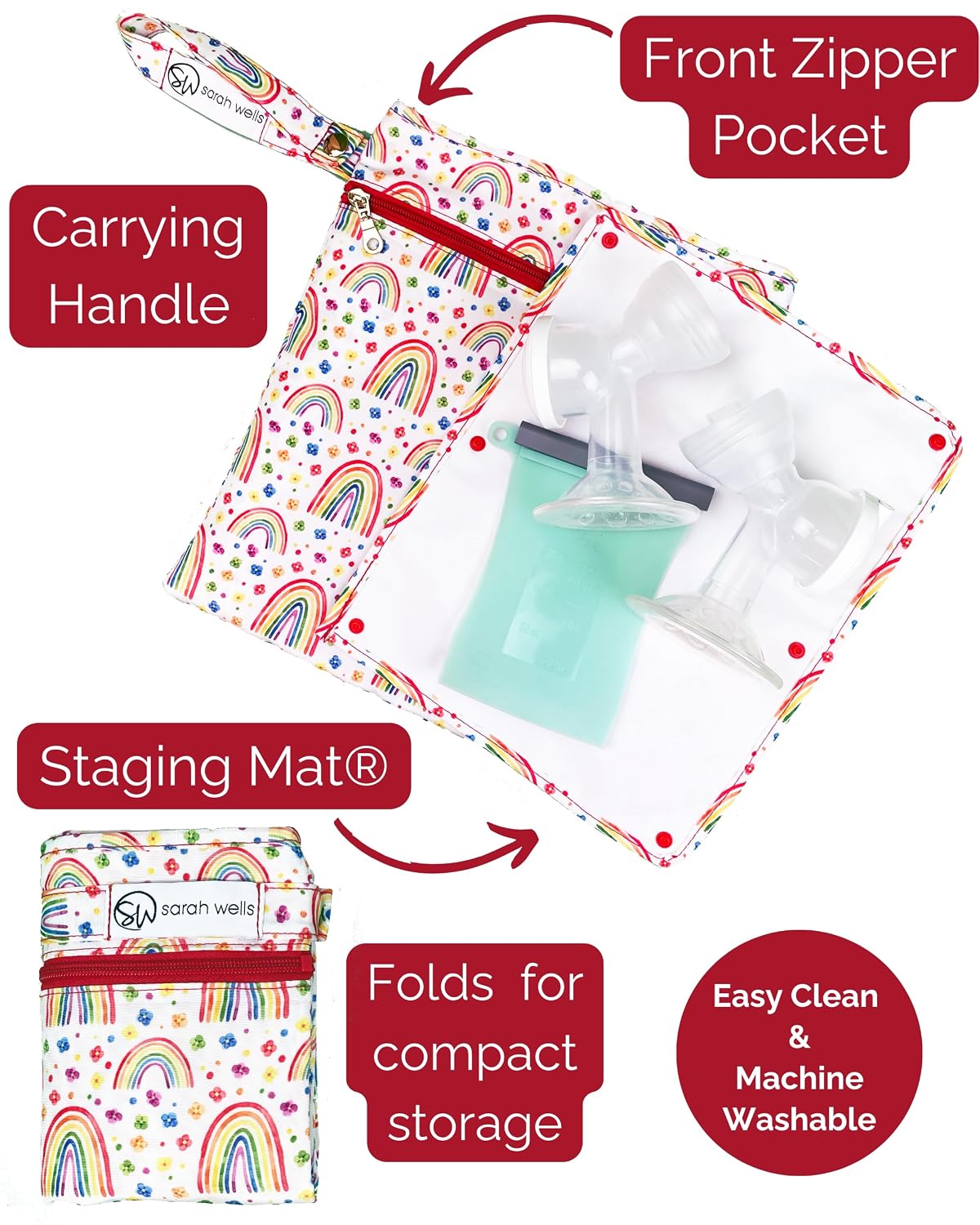 Sarah Wells Pumparoo Wet/Dry Bag with Staging Mat (Rainbows)