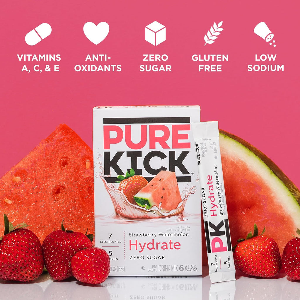 Pure Kick Singles To Go Hydration Drink Mix, Strawberry Watermelon, 72 Ct