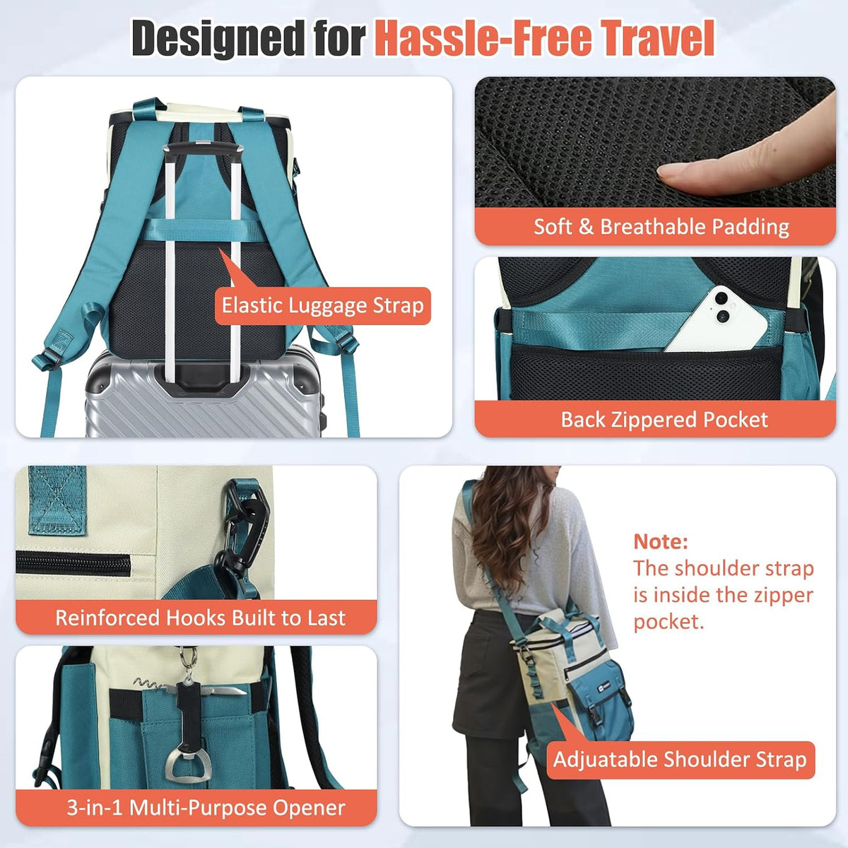AYAMAYA Backpack Cooler for Women, Stylish 35 Cans Leakproof Camping Cooler