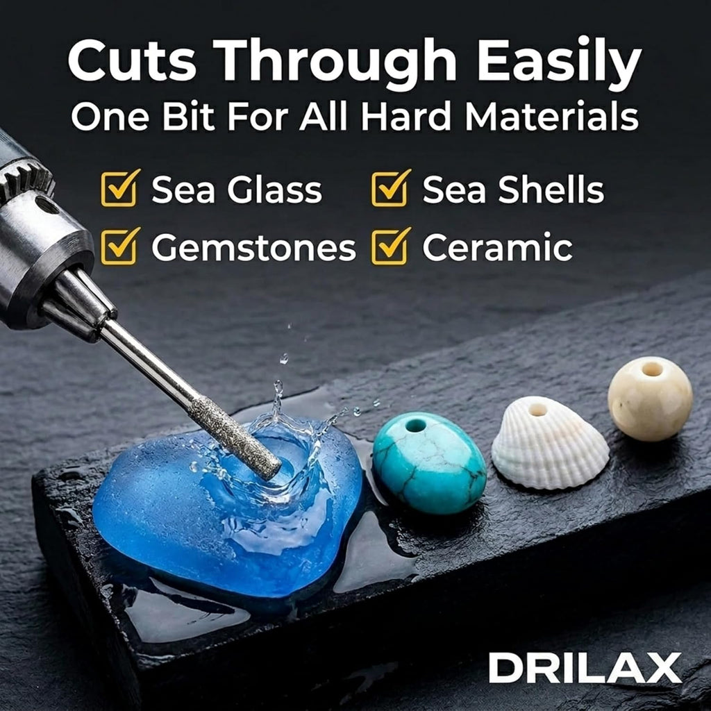 Drilax 30-Pc Diamond Drill Bits for Stone, Glass, Dremel, 1-3mm, 1/8" Shank