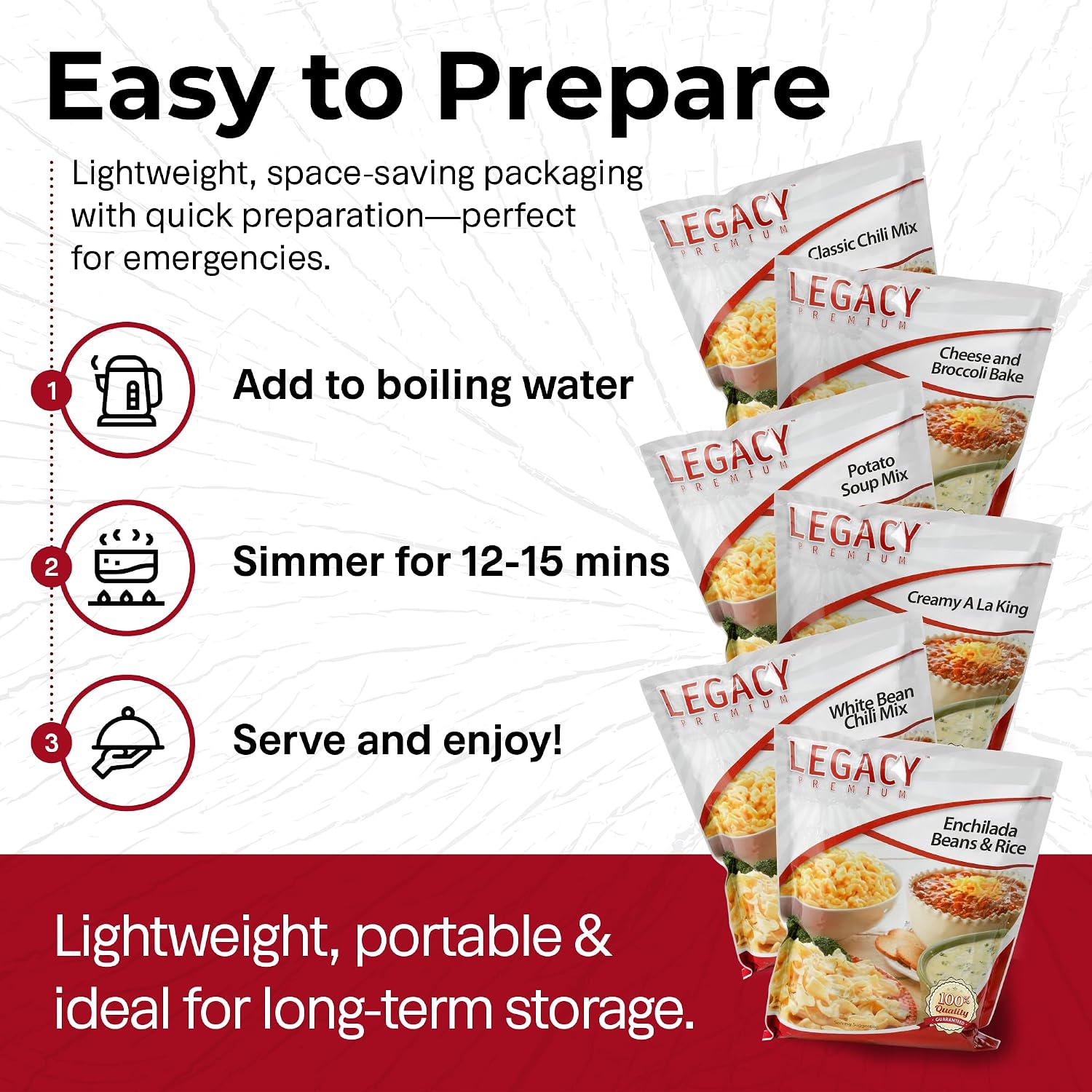 Legacy Food Storage Gluten Free 120 Serving Bucket, Emergency Food Supply, 46,200 Total Calories, 120 Large Servings, Shelf Stable Lunch & Dinner Entrees, Freeze Dried Survival Meals for MRE Camping, Hiking, & Backpacking