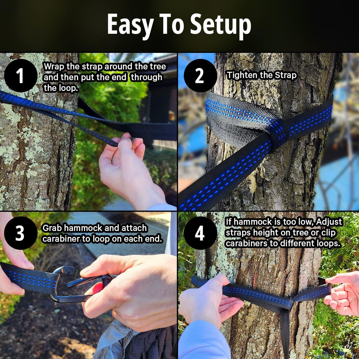 Vigel Camping Hammock - Durable Hammock, Nylon Hammock - Double or Single Hammocks - Portable Tree Hammocks for Outside - Easy to Set, Camping Accessories for Outdoor, Travel, Hiking