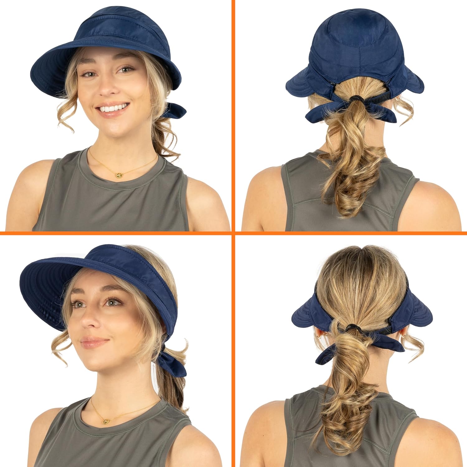 SUN CUBE Womens Sun Hat UV Protection Wide Brim Zip-Off Golf Visor
