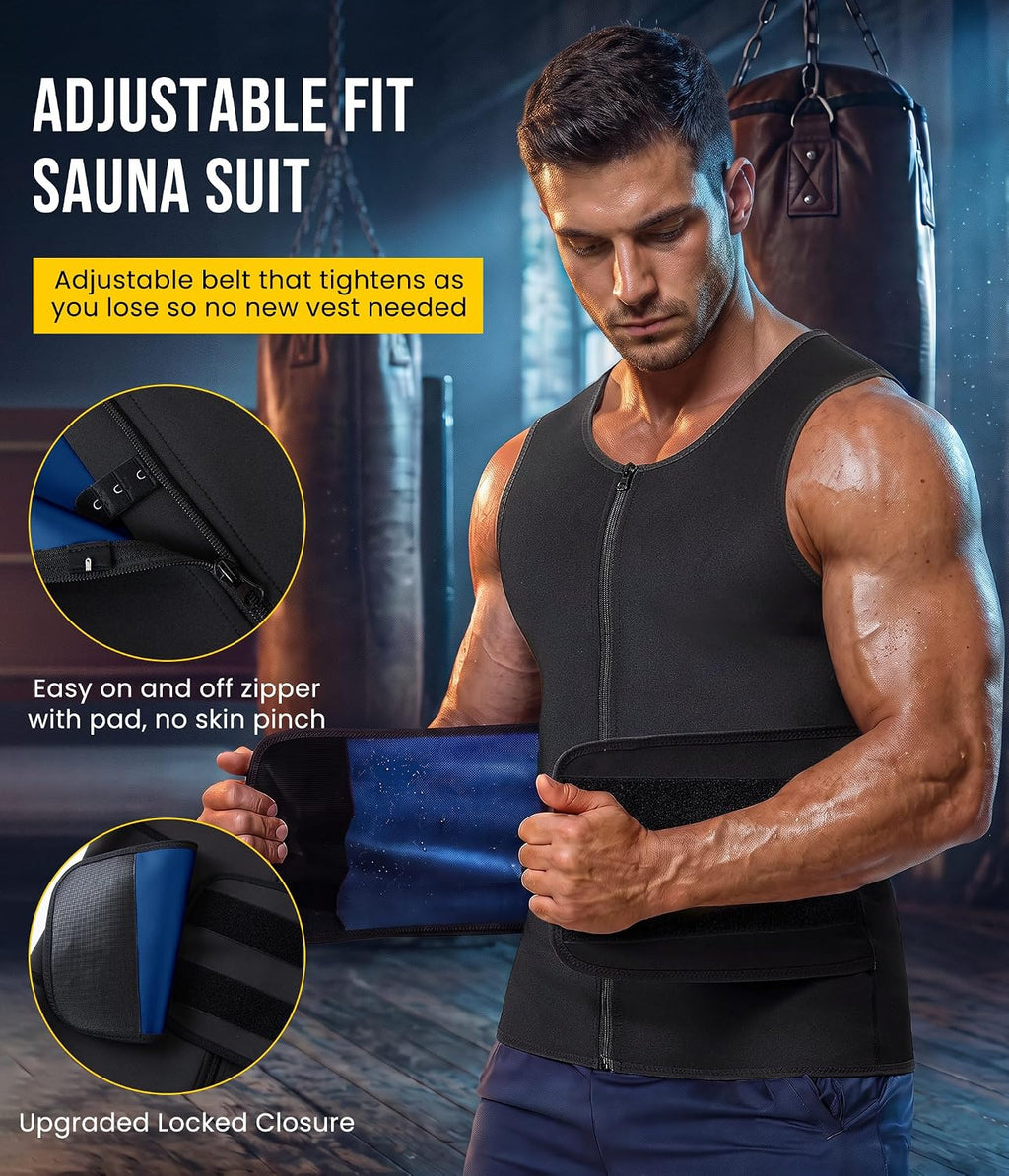 Junlan Waist Trainer Mens Sauna Suit Shirt Sweat Vest Weight Loss Gym Faja