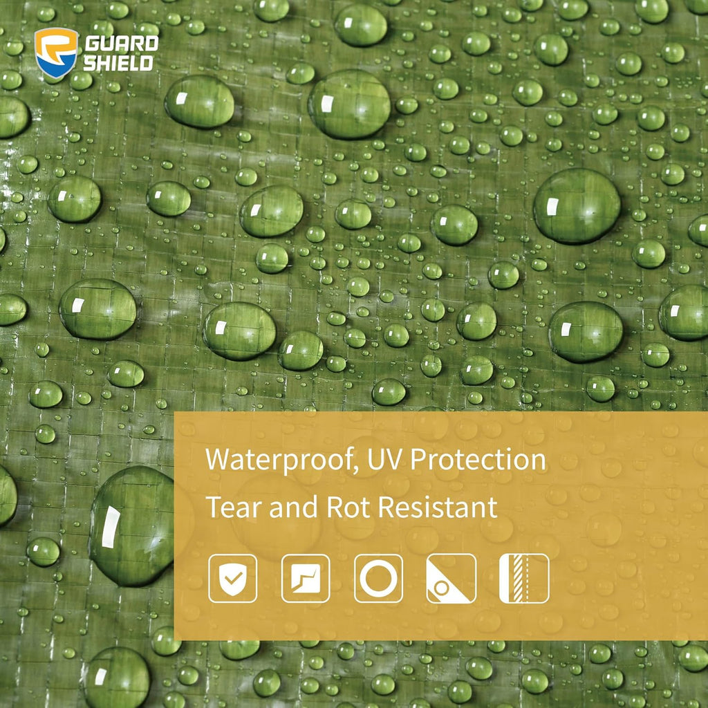 GUARD SHIELD Tarp Green 12x16 Feet Multi Purpose Waterproof Poly Tarp Cover 5mil