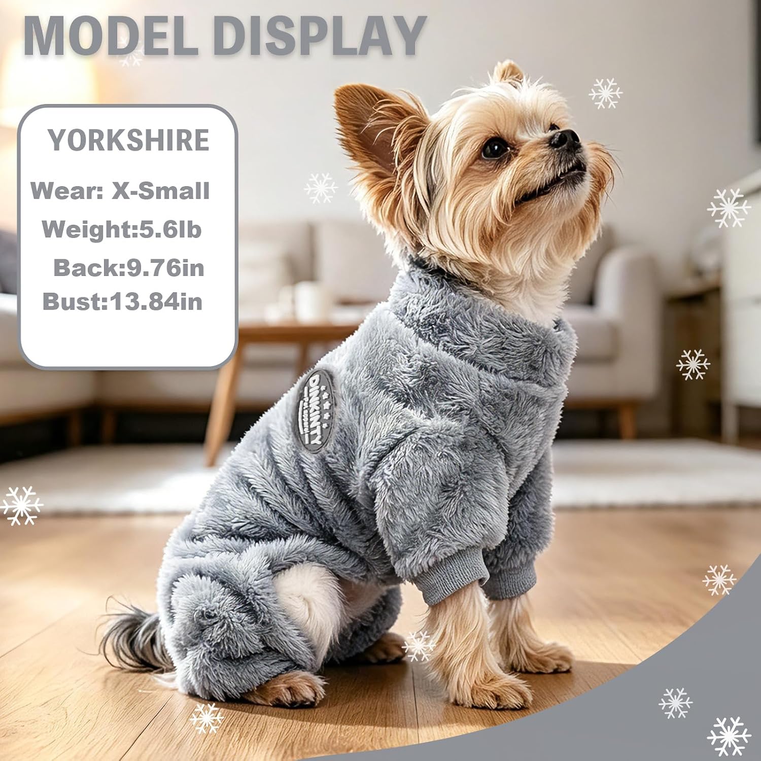 Fleece Dog Pajamas Winter Warm Dog Sweater for Small Dogs Thermal Soft Puppy Pjs Coat Stretchy Jumpsuit Doggie Pet Clothes Outfits Cat Apparel (Grey, X-Small)