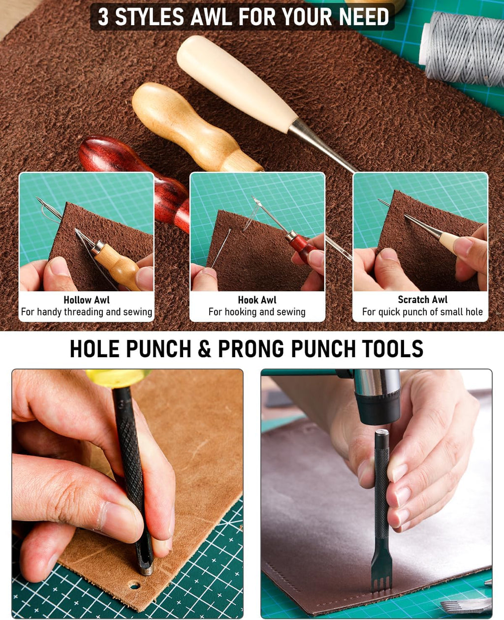 Nicpro 85PCS Leather Tooling Beginner Kit with Custom Storage Bag
