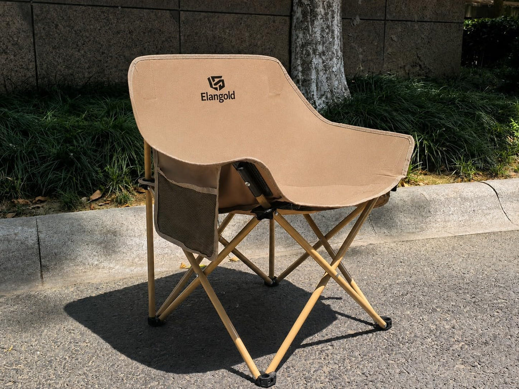 ELangod Folding Camping Chair Set, 2 Pack Portable Outdoor Chairs