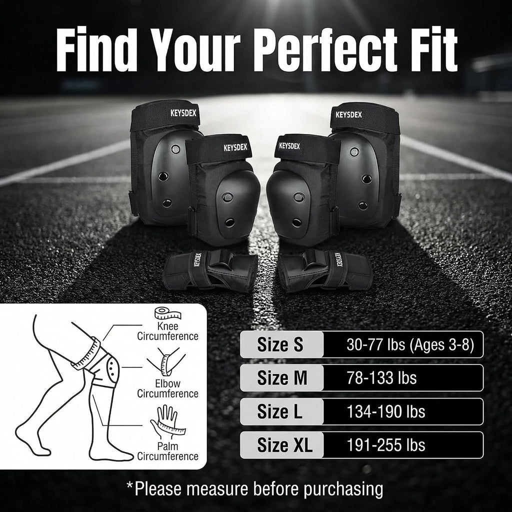 Knee Pads Elbow Wrist Guards 6-in-1 Protective Gear Kids Adults