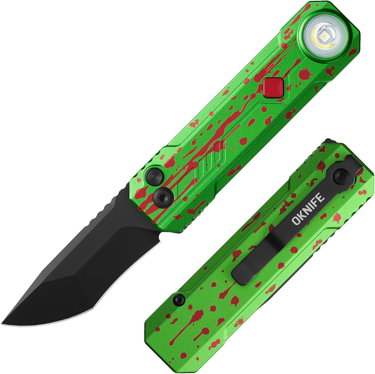 OKNIFE LK 2-in-1 Folding Pocket Knife with Rechargeable Flashlight