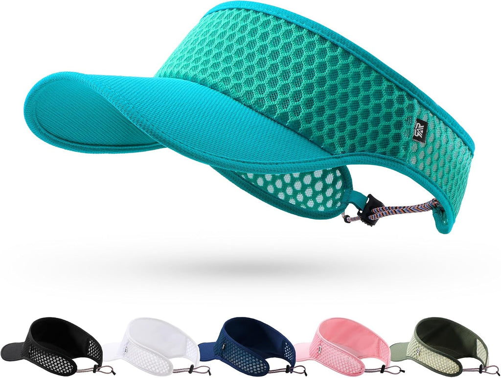 SUNMECI Mesh Breathable Sports Visor - Men Women Adjustable Lightweight Quick Dry Sun Hat for Tennis, Golf, Running