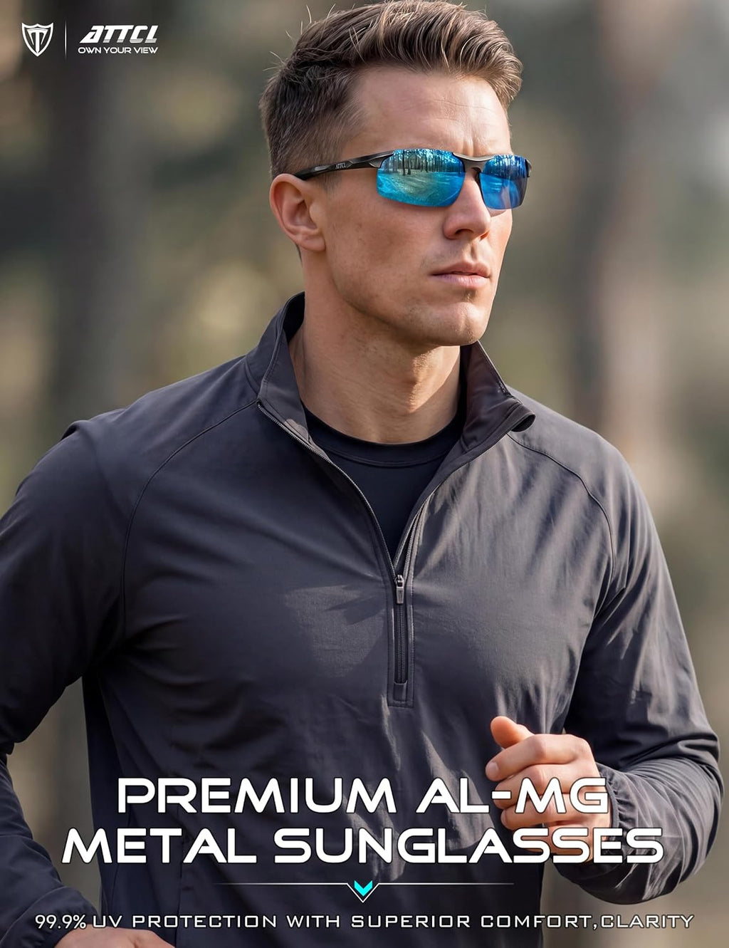 ATTCL 0.9 oz Polarized Sunglasses Men Al-Mg Metal Golf Fishing Sports UV400