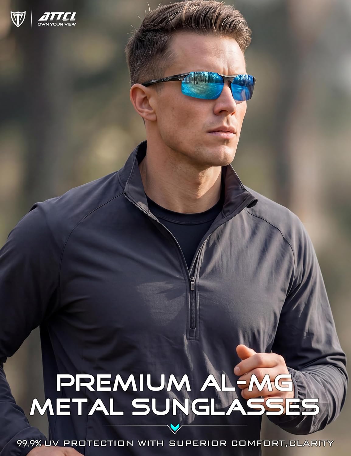 ATTCL 0.9 oz Polarized Sunglasses Men Al-Mg Metal Golf Fishing Sports UV400