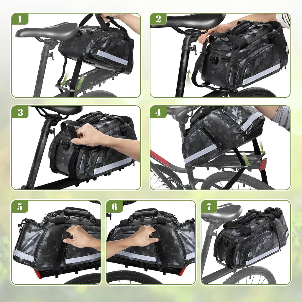 GRAOSO Bike Rear Rack Bag with Cooler Bag, Pannier Bags for Bicycles, 12L