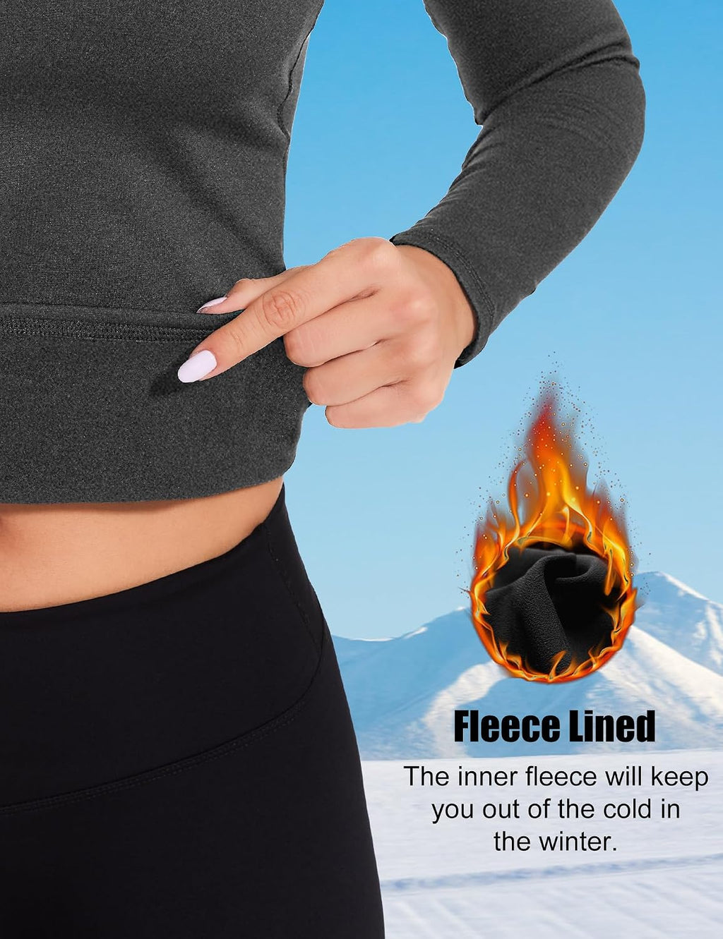 HovSiyla Womens Thermal Compression Long Sleeve Shirts Fleece Lined Tops Crew Neck Slim Fit Base Layer Ladies Underwear