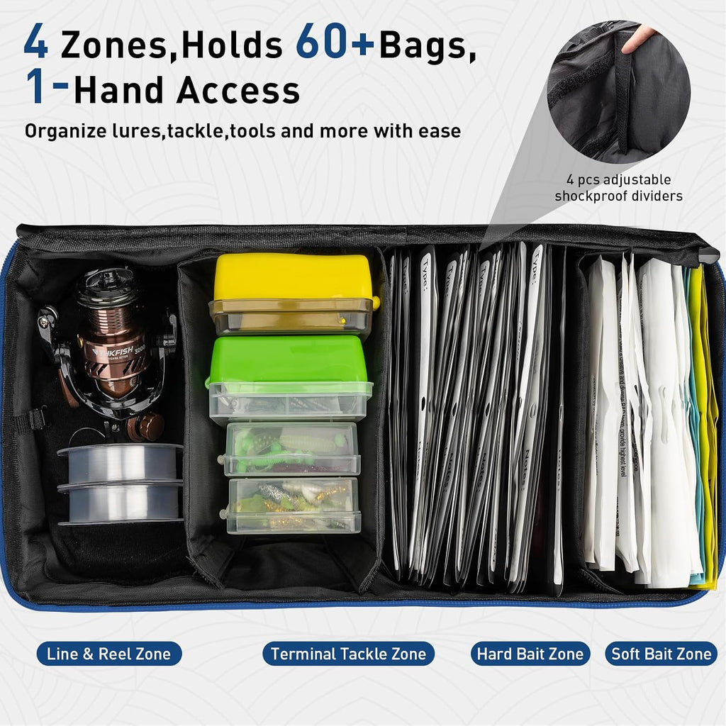 THKFISH Fishing Bag for Soft Plastic Bait Storage With 20PCS Bait Bags