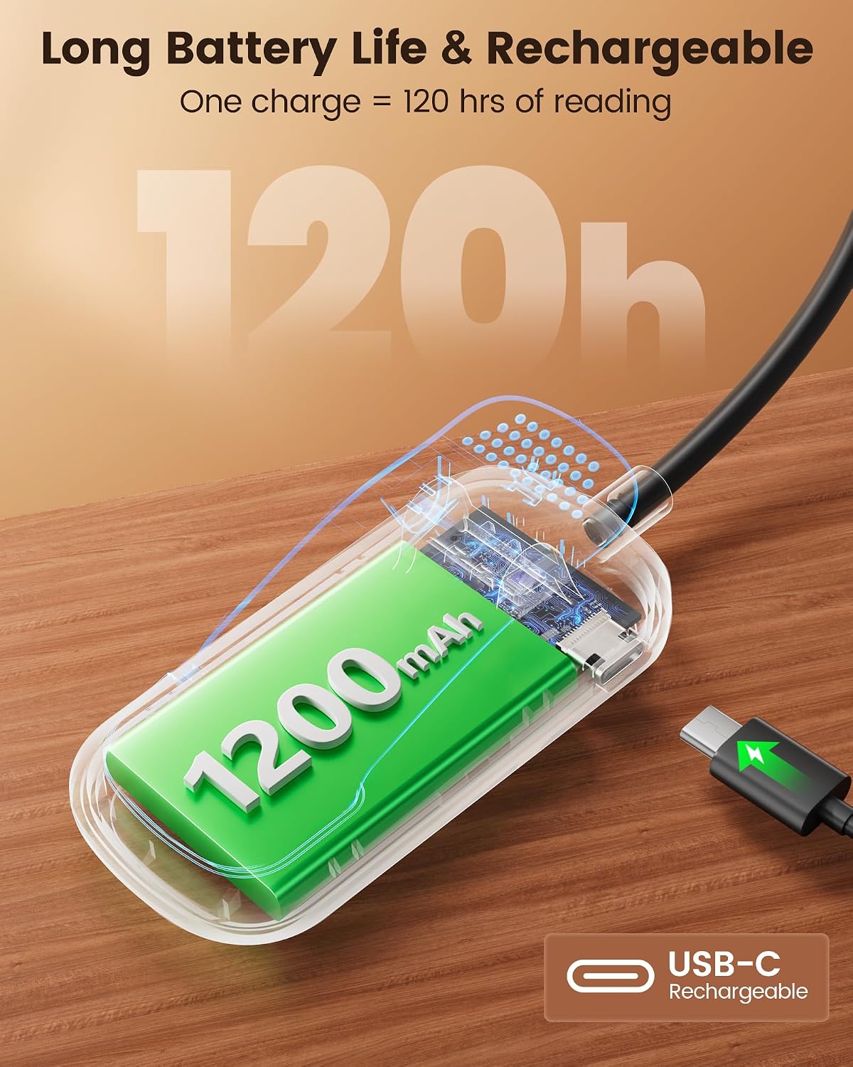 Glocusent 630nm Red Light Reading Light, 26 LED Zero Blue Light Book Lamp