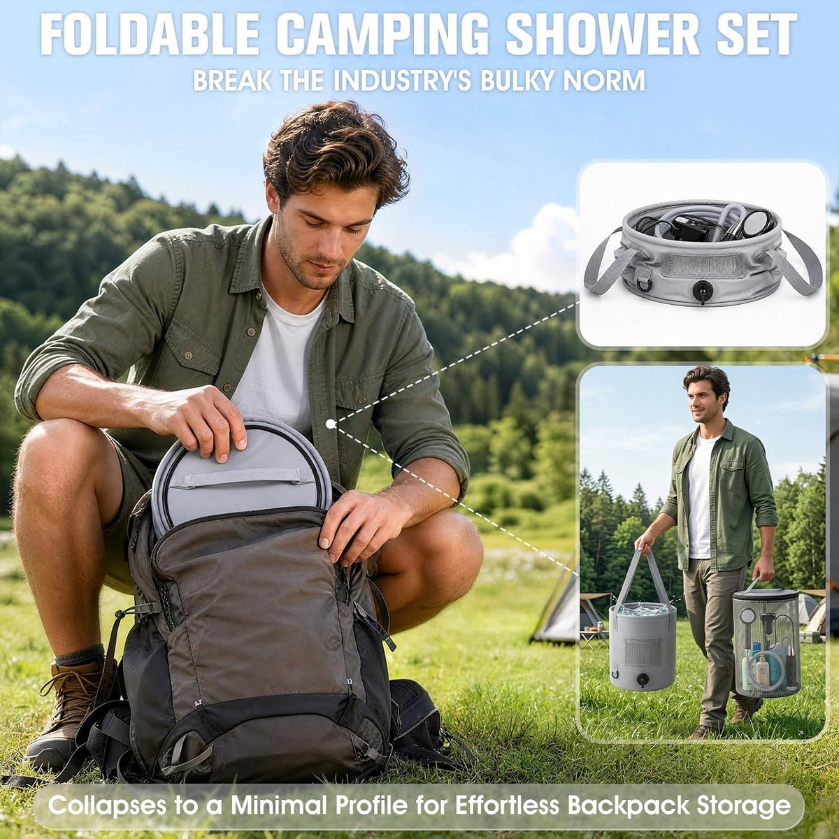 Upgraded Portable Camping Shower, Electric Camping Shower with 25L Bucket