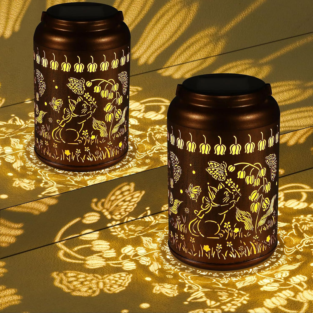 2 Pack Cats Solar Lanterns Outdoor Waterproof Garden Decor