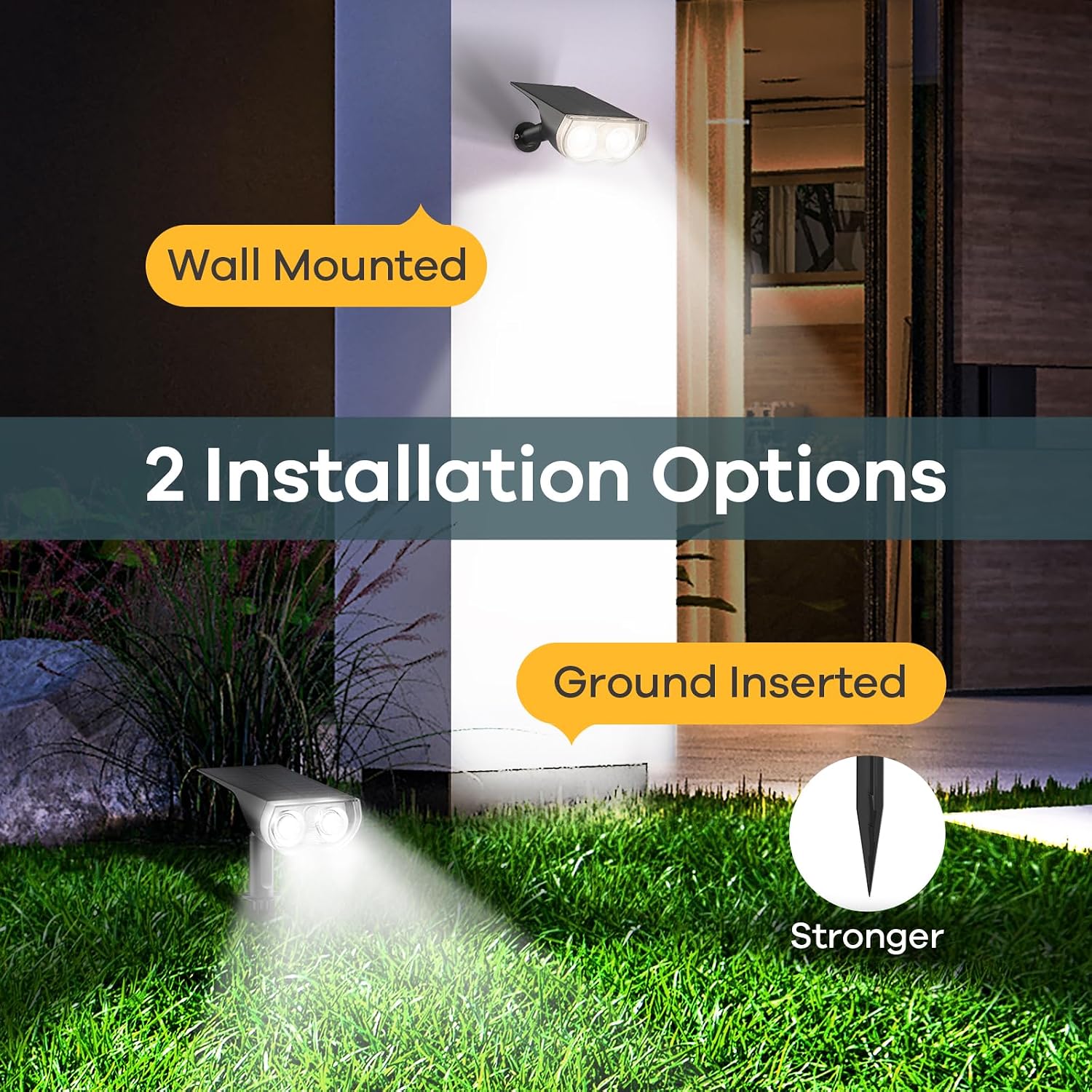 Linkind Solar Lights Outdoor Waterproof Landscape Spotlight Daylight 2 Pack