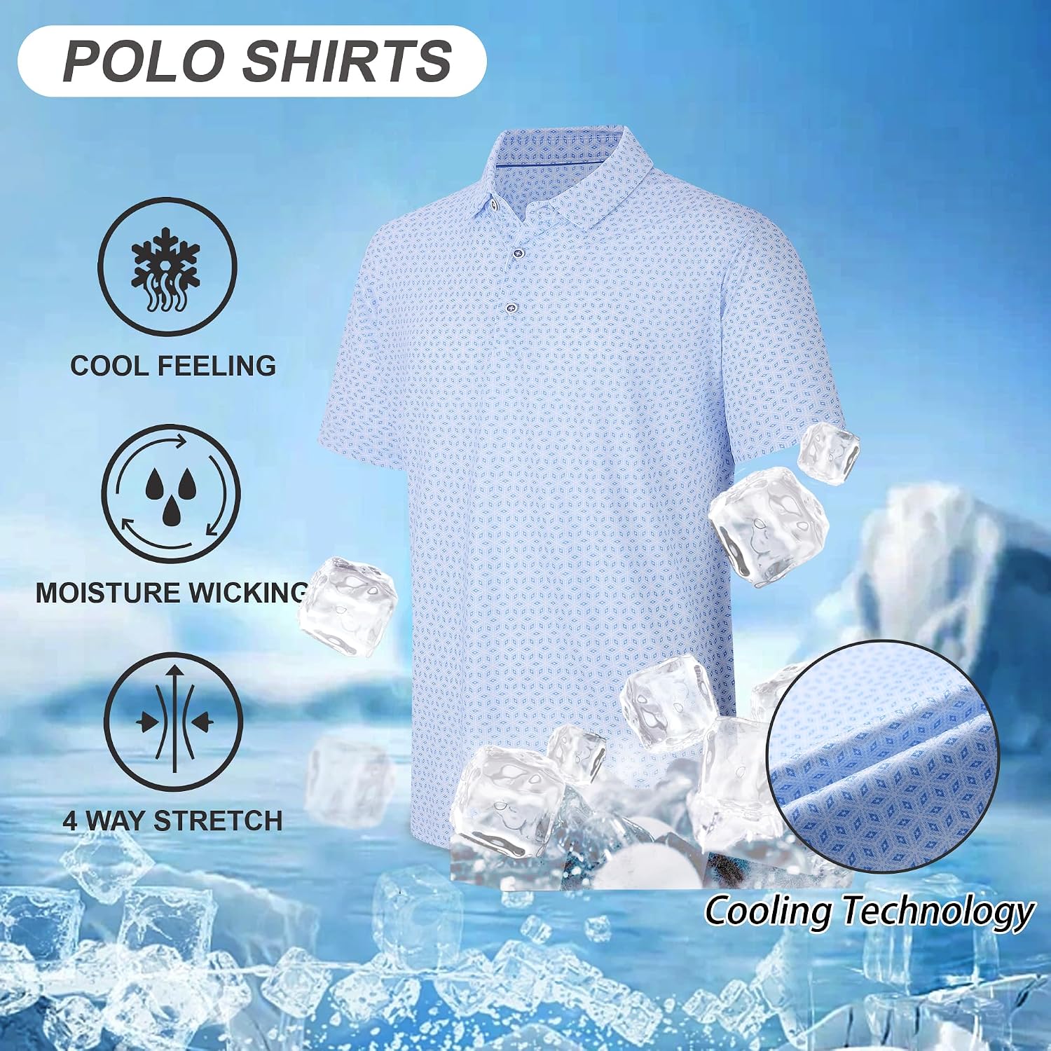 Esabel.C Golf Shirts for Men Moisture Wicking Dry Fit Short Sleeve Polo